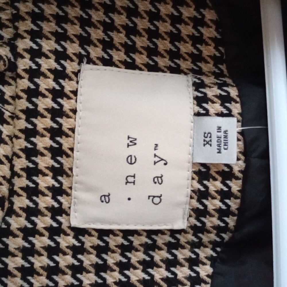 NWT a new day Brown and Cream Houndstooth Long Coat - Picture 5 of 12